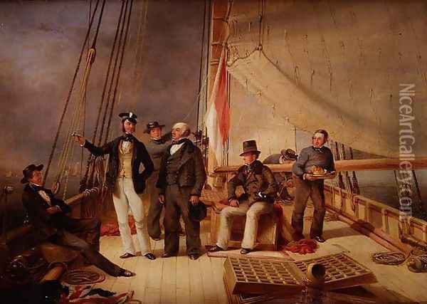 The yacht `Alarm', W.J.Forster on board Oil Painting - Nicholas Condy
