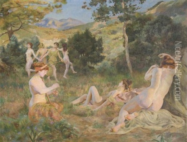 Danse Des Muses Oil Painting - Marcel Mangin