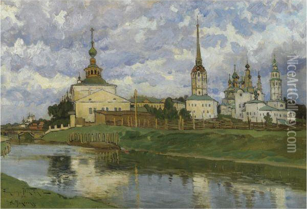 View Of Solikamsk Oil Painting - Aleksander Vladimirovich Makovskii