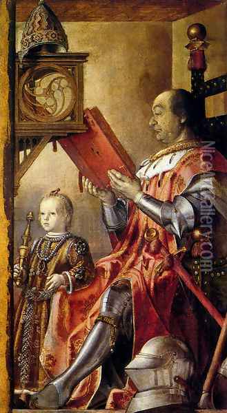Federico Da Montefeltro With His Son Guidobaldo Oil Painting - Pedro Berruguette