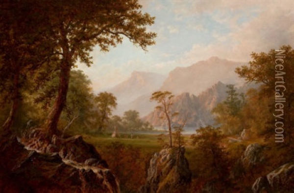 Scene In The Rockies Oil Painting - Alexander Francois Loemans