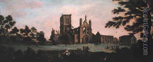 North View of Kirkstall Abbey, c.1738 Oil Painting - Johann Baptiste Bouttats
