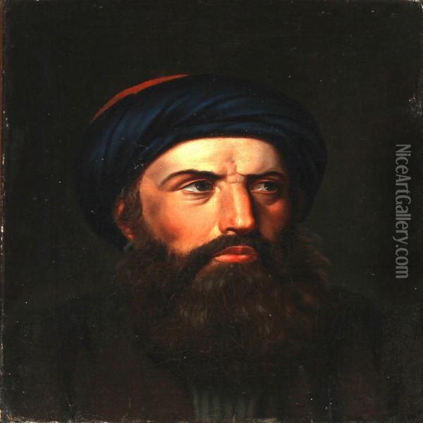 A Gentleman With Beard And Turban Oil Painting - H.D.C. Martens