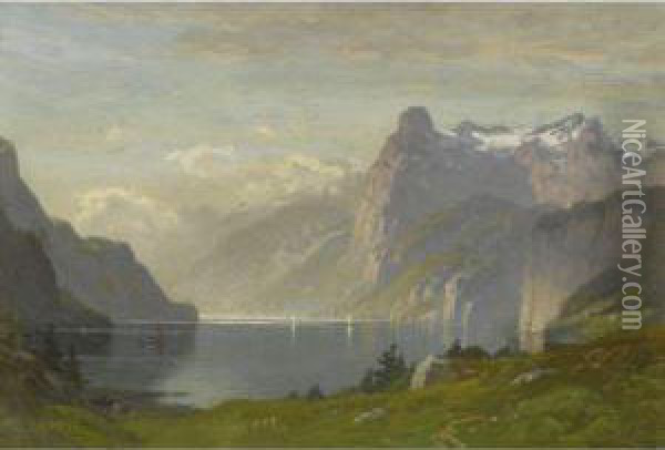 Morning, Lake Lucerne Oil Painting - John Joseph Enneking