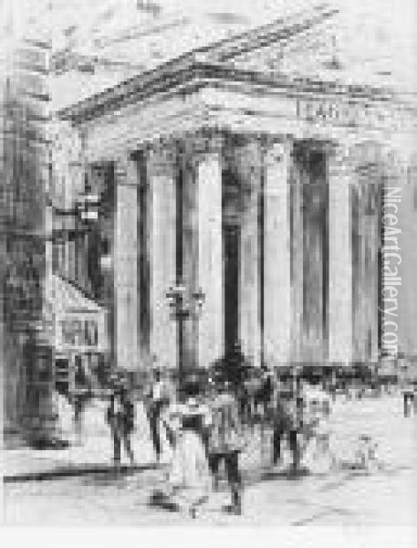 A Corner Of The Pantheon, Rome Oil Painting - William Walcot