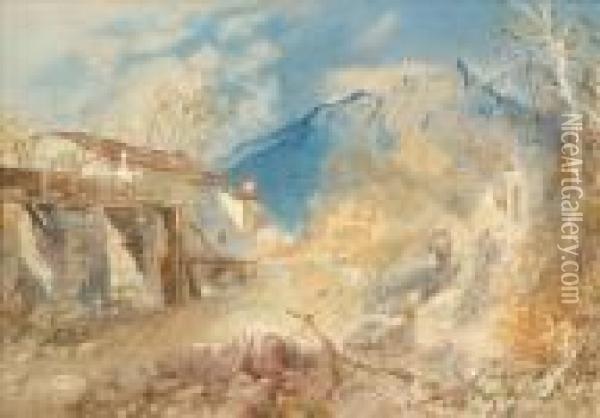 Alpine Scene Oil Painting - James Baker Pyne