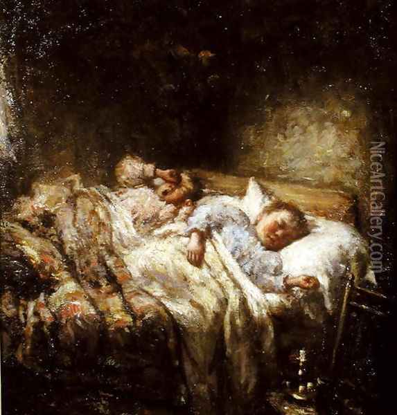 Sleep Oil Painting - Robert Gemmell Hutchison