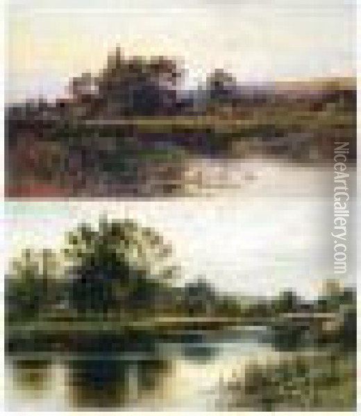 Riverside Scenes Oil Painting - Alfred Augustus Glendening