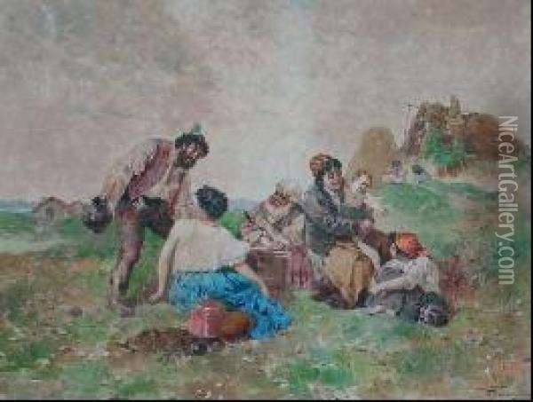 Gita In Campagna Oil Painting - Virgilio Colombo