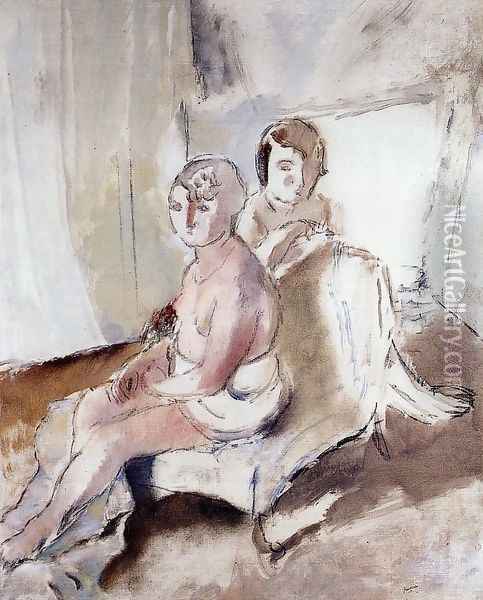 Margot and Madeleine Oil Painting - Jules Pascin