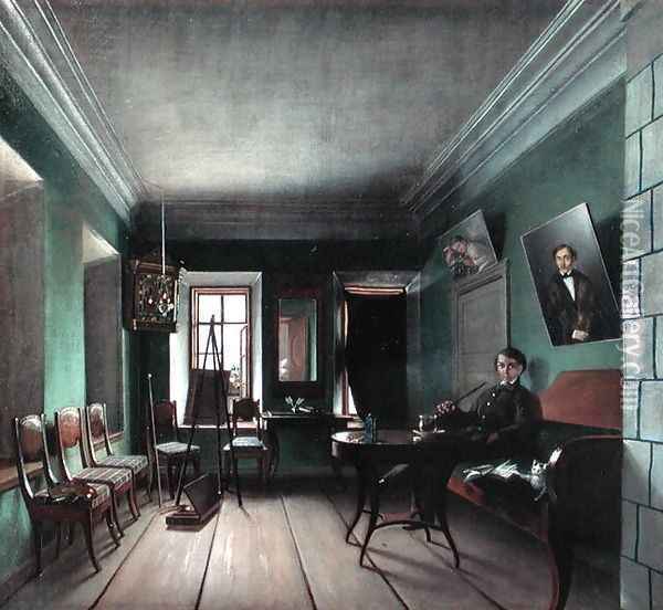 Interior of Bykov's House, 1850s Oil Painting - Grigory Vasilievich Yurov
