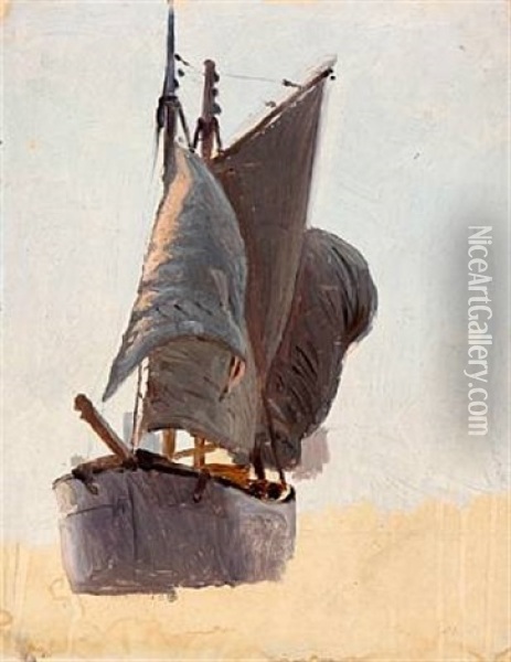 A Sail Boat Oil Painting - Christian Ferdinand Andreas Molsted