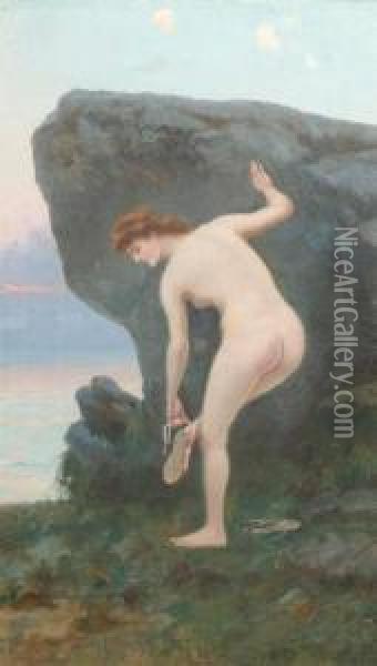 Nude On The Rocks Oil Painting - Erminio Kremp