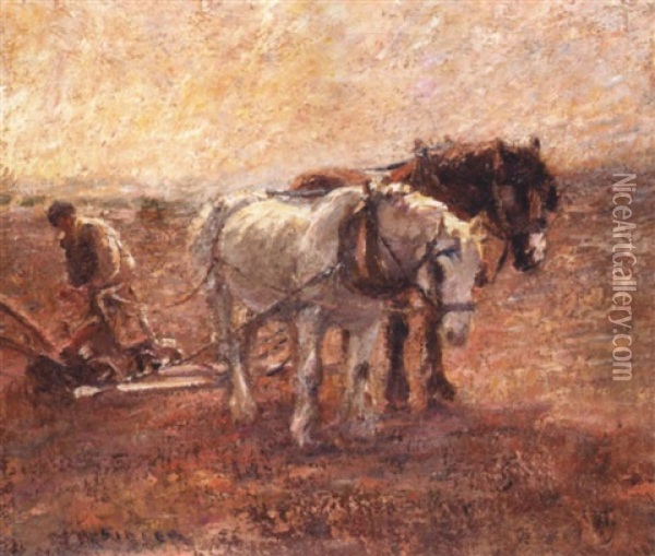 The Plough Team Oil Painting - Harry Fidler
