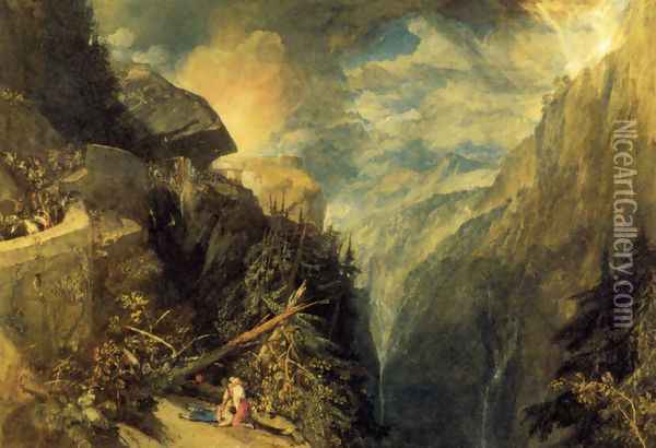 The Battle of Fort Rock, Val d'Aoste, Piedmont Oil Painting - Joseph Mallord William Turner
