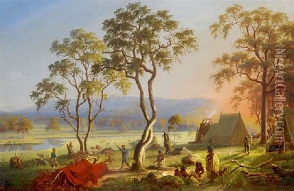 Mount Macedon And River Campaspe, Victoria, Australia, June Oil Painting - Ernst Lotichius