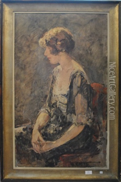 Portrait De Jeune Dame Oil Painting - Andre Edmond Alfred Cluysenaar