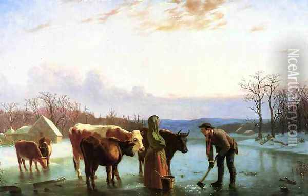 Winter Scene, New Jersey Oil Painting - William Tylee Ranney