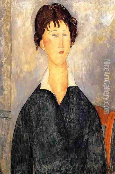 Portrait of a Woman with a White Collar Oil Painting - Amedeo Modigliani