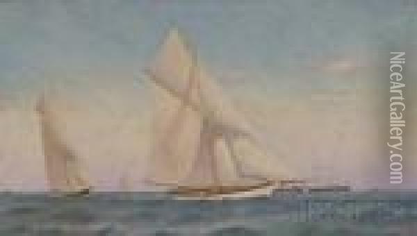 Yachting View Oil Painting - Wesley Elbridge Webber