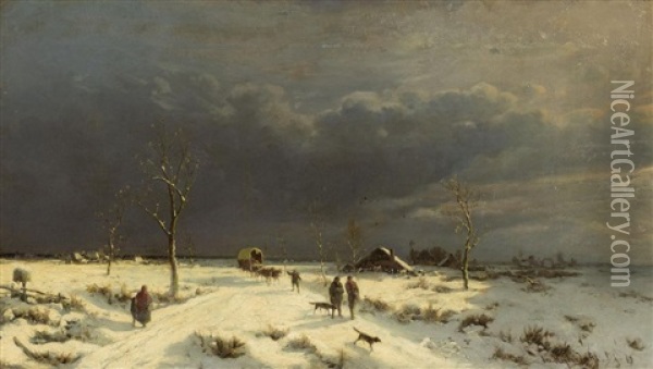 Vor Dem Schneesturm Oil Painting - Friedrich Josef Nicolai Heydendahl