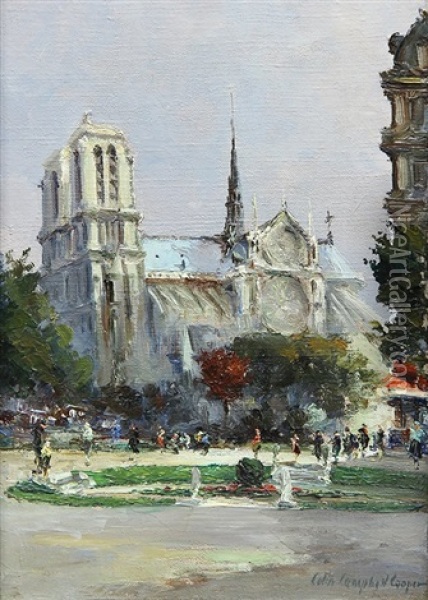 View Of Notre Dame, Paris, France Oil Painting - Colin Campbell Cooper
