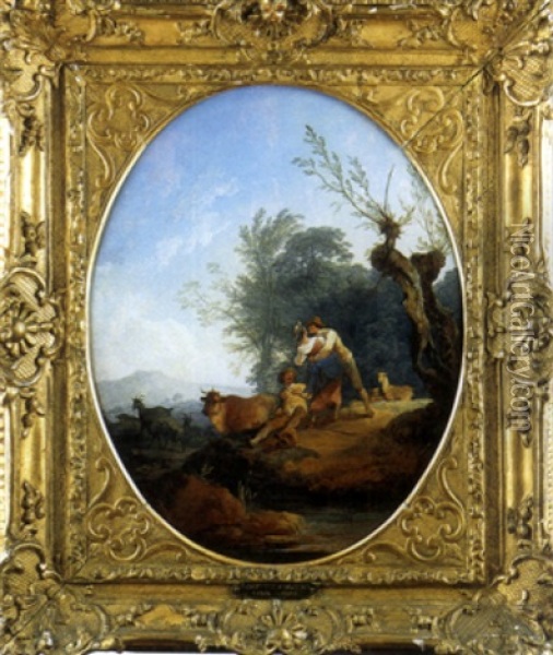 Hirten In Galanter Szene Oil Painting - Philip James de Loutherbourg