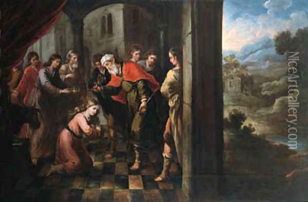 David anointed by Samuel Oil Painting - Francisco Antolinez Y Ochoa