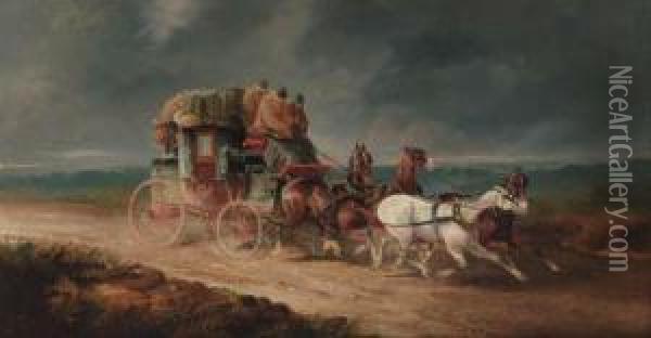 The Willy Linn To London Royal Mail Coach Oil Painting - Charles Cooper Henderson