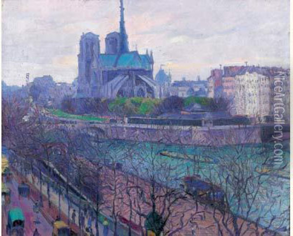 Notre-dame De Paris Oil Painting - Alexander Warshawsky