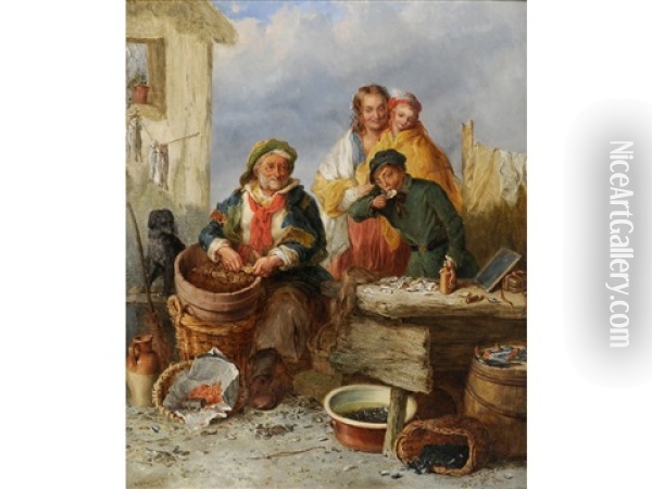Oysters, Young Sir Oil Painting - Richard Henry Parker
