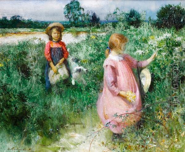 Picking Wildflowers Oil Painting - Arthur Hacker
