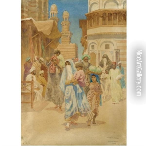 A Street In Cairo Oil Painting - Aloysius C. O'Kelly