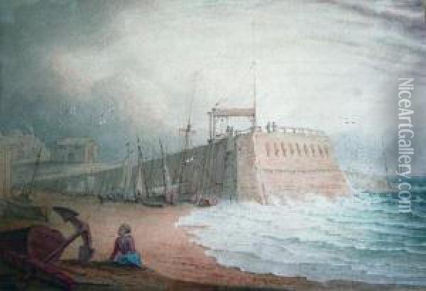 A Scene On The Shore At Broadstairs Oil Painting - John Heaviside Clark