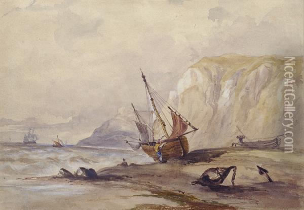 Barca Di Pescatori In Secca Oil Painting - Richard Parkes Bonington