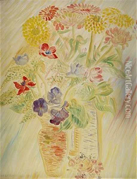 Blomsterhyllning Oil Painting - Sigrid (Maria) Hjerten