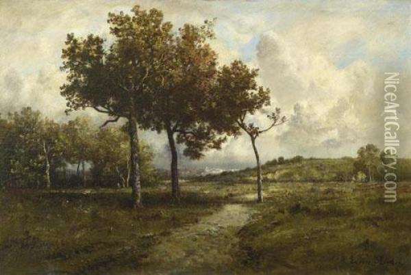 Landscape With Stream. Oil Painting - Leon Richet