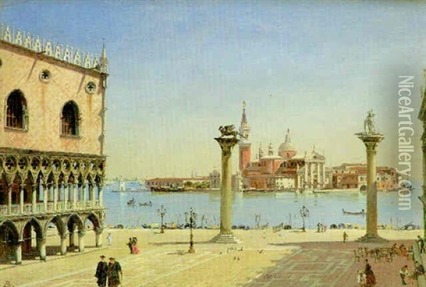 A View Of St. Mark's Square, Looking Towards Santa Maria Della Salute Oil Painting - Antonietta Brandeis