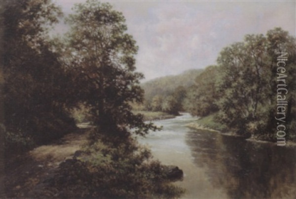 Path By The River Oil Painting - Milton H. Lowell