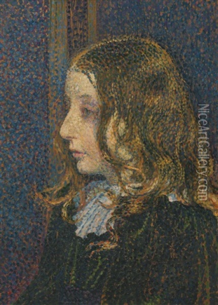 Portrait De La Petite Denise Marechal Oil Painting - Theo van Rysselberghe