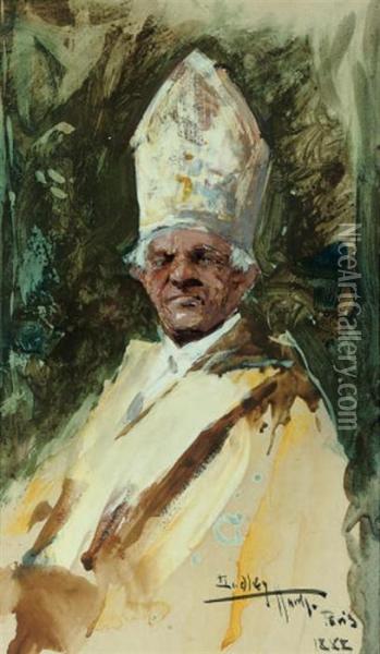 Study Of A Bishop Oil Painting - Dudley Hardy