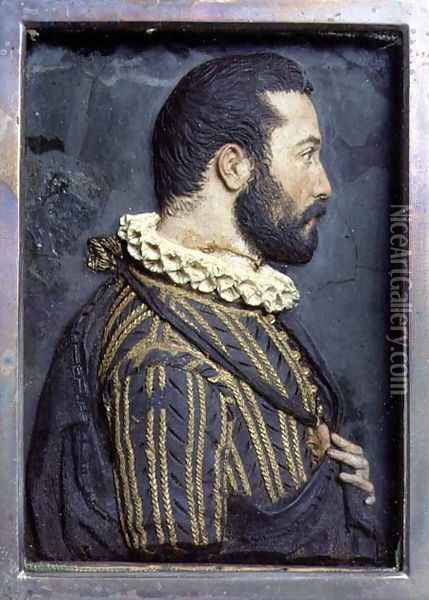 Portrait Relief of Francis I, King of France (1494-1547) Oil Painting - Benvenuto Cellini