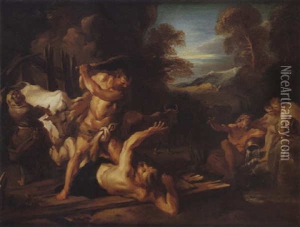 Hercule Et Cacus Oil Painting - Francois Lemoyne