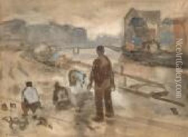 Street Workers At The Rokin Oil Painting - George Hendrik Breitner