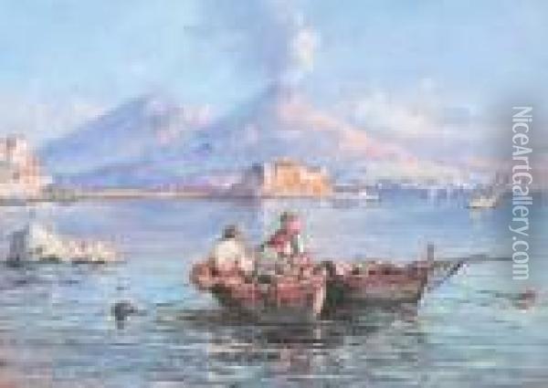 Pescatori Nel Golfo Di Napoli Oil Painting - Giuseppe Carelli