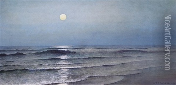 Moon Over The Waves Oil Painting - William Trost Richards