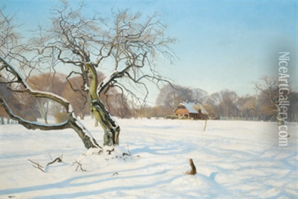 Wildfutterung Oil Painting - Charles Alfred Emanuel Henrichsen Bremsen