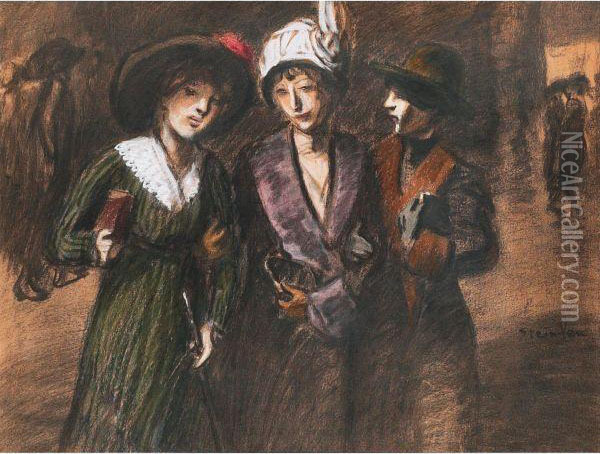 Trois Femmes Oil Painting - Theophile Alexandre Steinlen