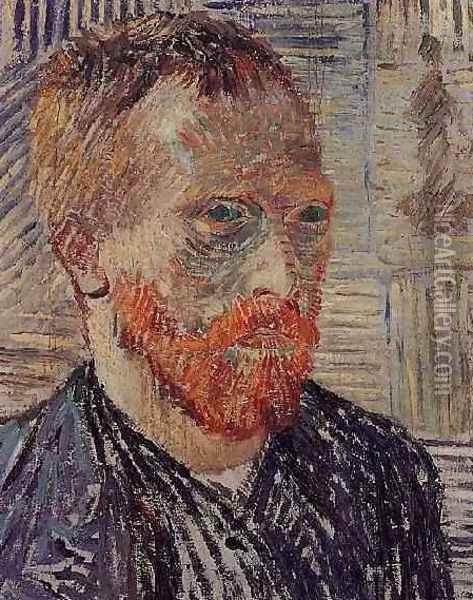Self Portrait With A Japanese Print Oil Painting - Vincent Van Gogh