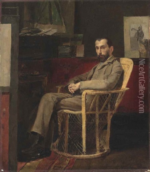 Portrait Of Louis Abrahams Oil Painting - Thomas William Roberts